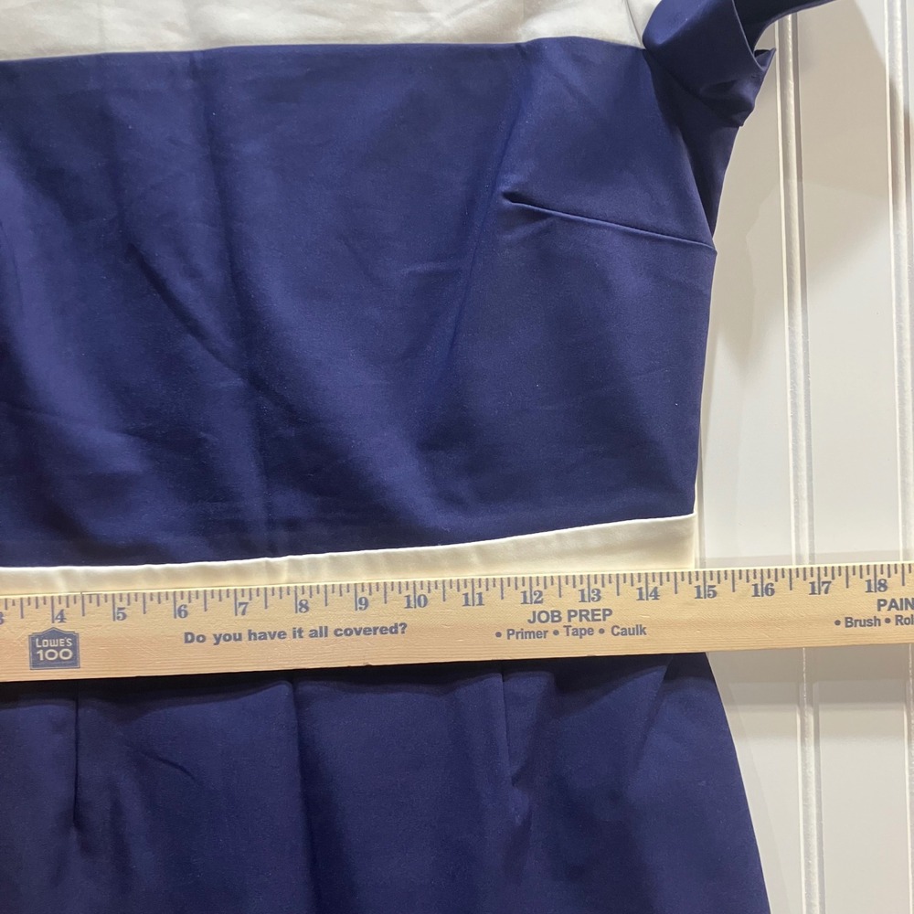 Paper Dolls London Navy White Stripe Cap Sleeve‎ Sheath Midi Dress US 8 Tall EUC - Picture 10 of 11